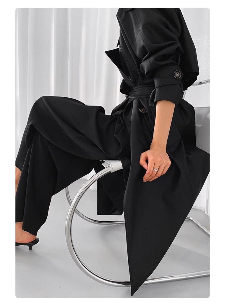 Rongtai Retro British Double-Breasted Tie-Waist Trench Coat for Women - 2025 Spring Collection