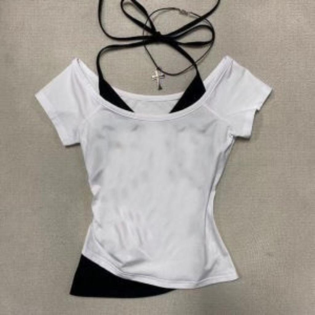 Women's 90s Vintage Punk T-Shirt Streetwear Sexy Short Sleeve Gothic Slim Crop Top Hotgirl Casual Femme Tee Harajuku Y2k