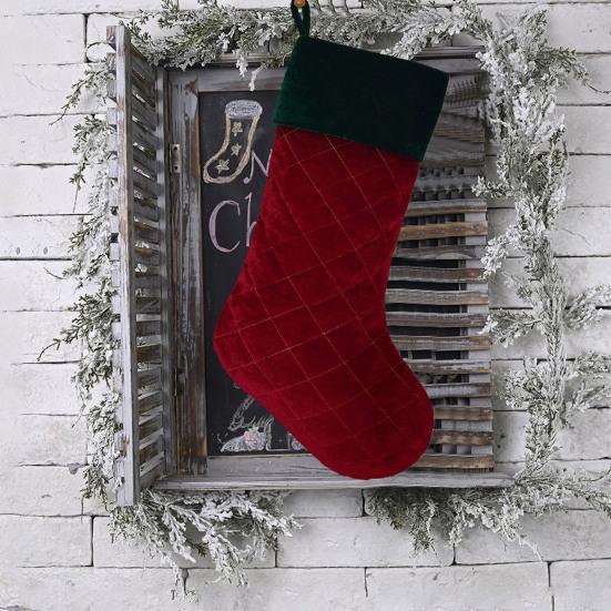 1 Stück Karomuster Rot Grün Weihnachtsstrumpf Flanell Feine Textur Strumpf Geschenktüte Heimdeko