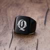 Vnox 18mm klobiger Siegelring für Männer schwarzer Edelstahl mit eingraviertem Royal Initialen-Buchstaben-Anfangsstempelring individueller Schmuck