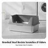 Low-Entry Stainless Steel Litter Box Easy To Clean Cat with Scoop