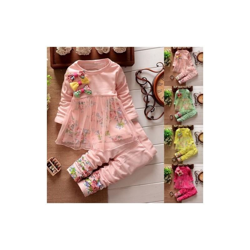 Ideal Gift Toddler Infant Kids Baby Girls Outfits Clothes T-shirt Tops Dress And Pants 2pcs Set