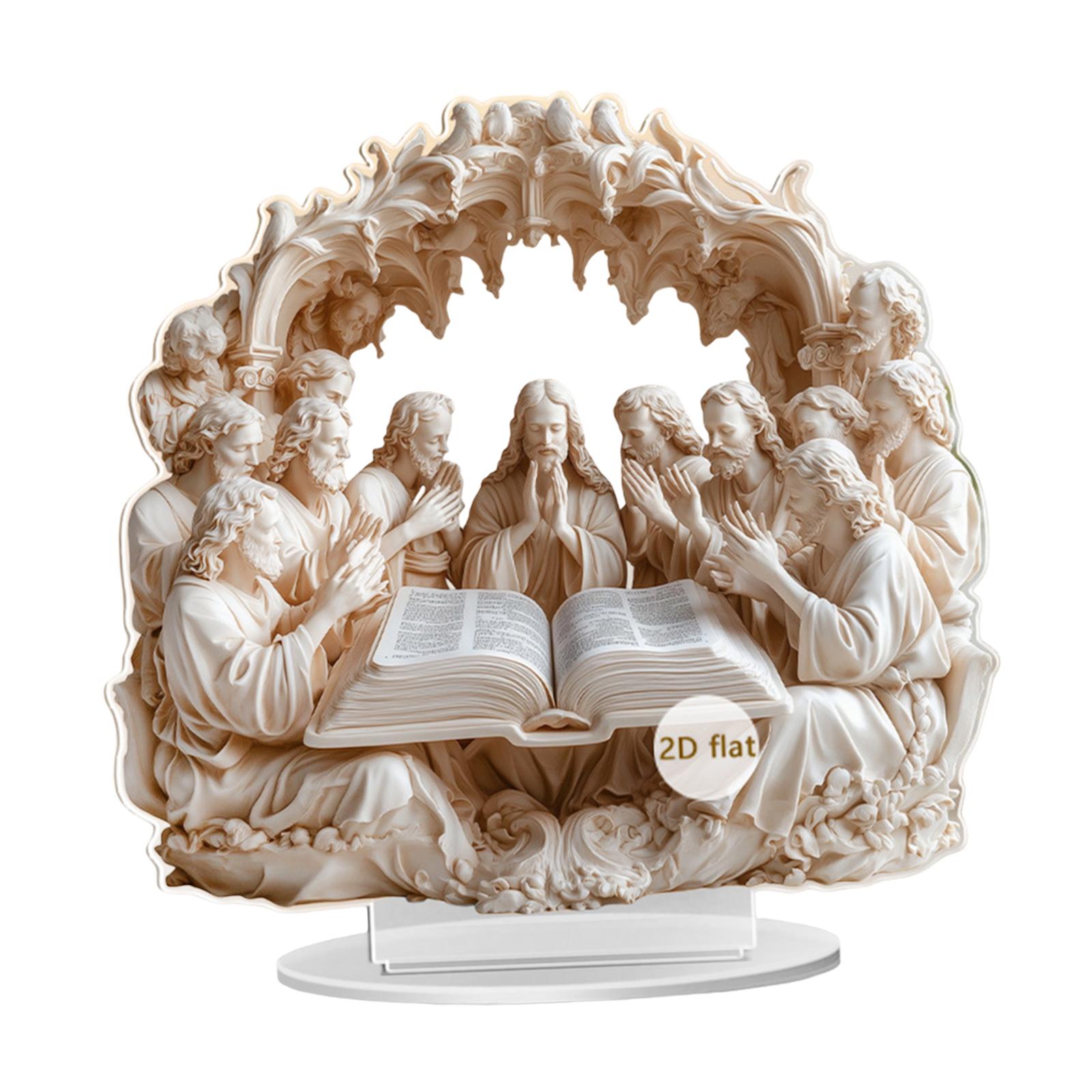 

2D Flat Acrylic Sign with Base Stand Lightweight Waterproof Decorative Jesus Ornament for Home Shelf Easter Cabinet Living Room