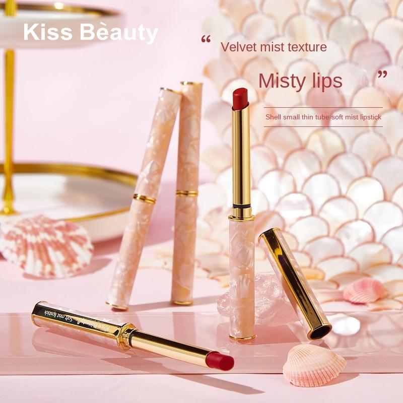 

KISS BEAUTY Fantasy Shell Маленькая трубка Красная водонепроницаемая бархатная матовая ткань, легко окрашиваемая