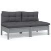 Day and Night - Day and Night 2-seater Garden Sofa with Solid Gray Pine Wood Cushions
