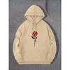 Women's Rose Print Versatile Hooded Sweater Casual Warm Hoodies Sweatshirts Women’s
