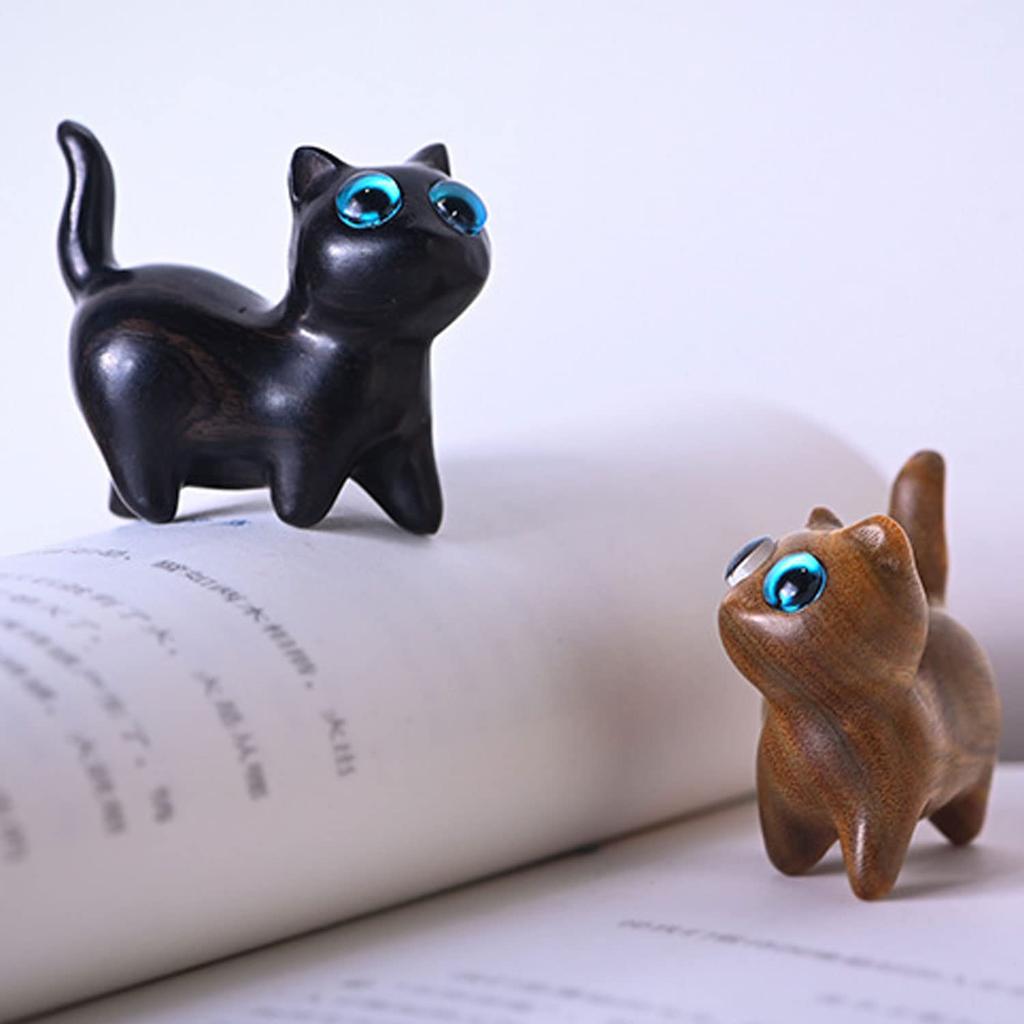 MYDILI Wooden Maneki Neko Cat Figurine, Entryway Accessory, Interior Decoration, Good Luck, Birthday Gift, Gardening Figurine (ST2)