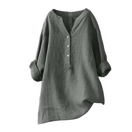 Damen Oberteile V-Ausschnitt Knöpfe Halbe Knopfleiste Langarm Mittellang Pullover Oberteile Lockerer Schnitt Einfarbig Lässige Oberteile Täglich