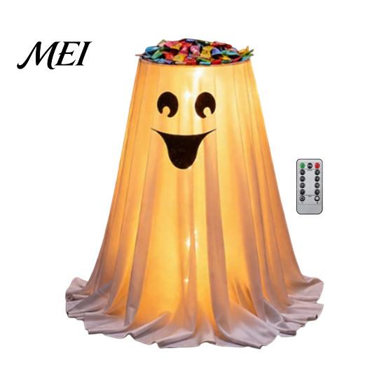 Halloween Ghost Candy Bowl Stand with Remote Control, Large LED Lighted Indoor Decoration Supplies Cute Holder for Front Door Porch Outdoor
