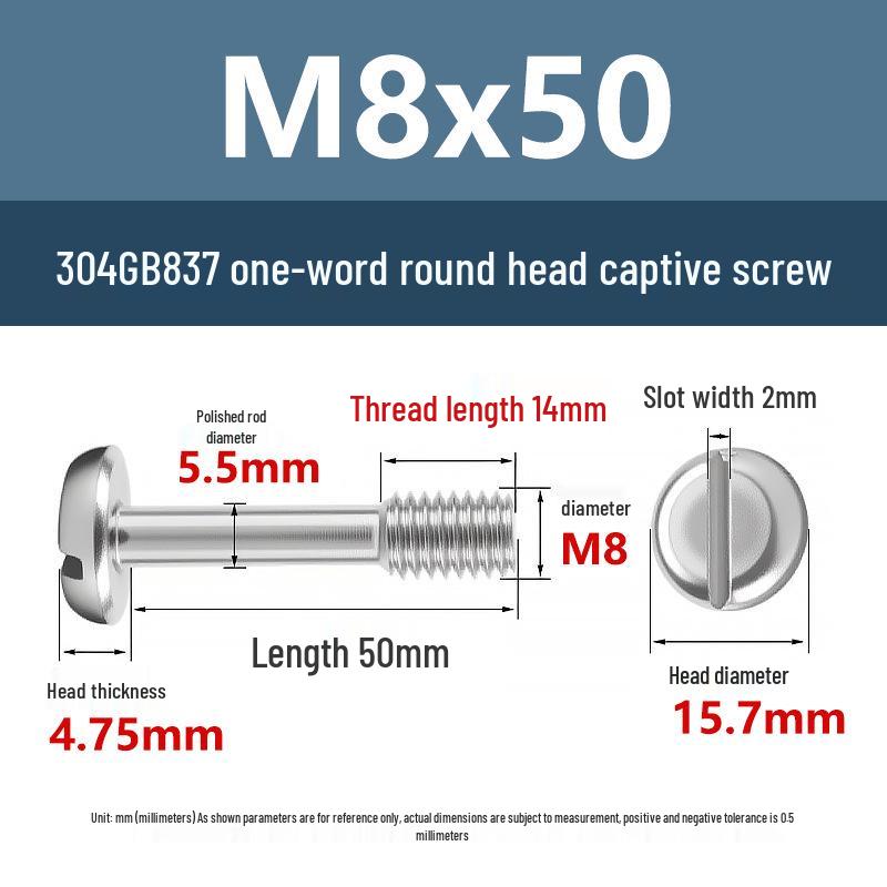 Yigu 304 Stainless Steel Pan Head Captive Screw M3/M4/M5/M6
