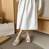Silver Sandals Women's 2025 New Summer Wear Exquisite Roman Straps Thick Sole Heightening French Style Skirt Fashion