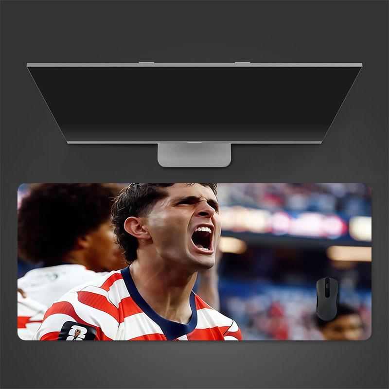 Pulisic Mouse Pad, Large Gaming Desk Mat, Non-slip XXL Mousepad for Laptop & Tablet, Mini PC Playmat with Stitched Edges