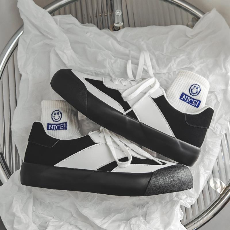 2025 Spring and Autumn New Microfiber Leather Casual Shoes Men's and Women's Versatile Trend Little White Shoes Sports Student Board Shoes Ziqing