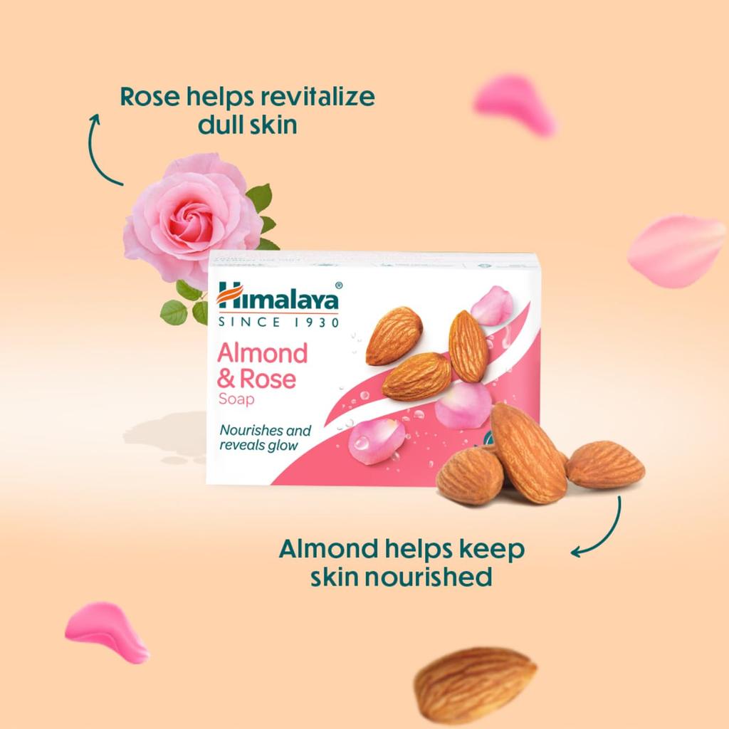 Himalaya Herbals Almond & Rose Moisturizing Soap Bar For Soft & Rejuvenated Skin, 75g, Gentle Daily Body Cleansing Bath Bar