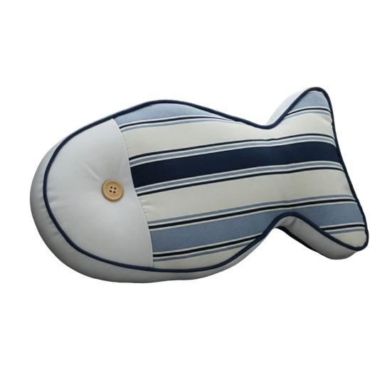 Nautical Fish Canvas Pillow Striped Fish Shape Throw Pillow Stuffed Plushie Hugging Back Cushion Sofa Bedroom Living Room Decoration