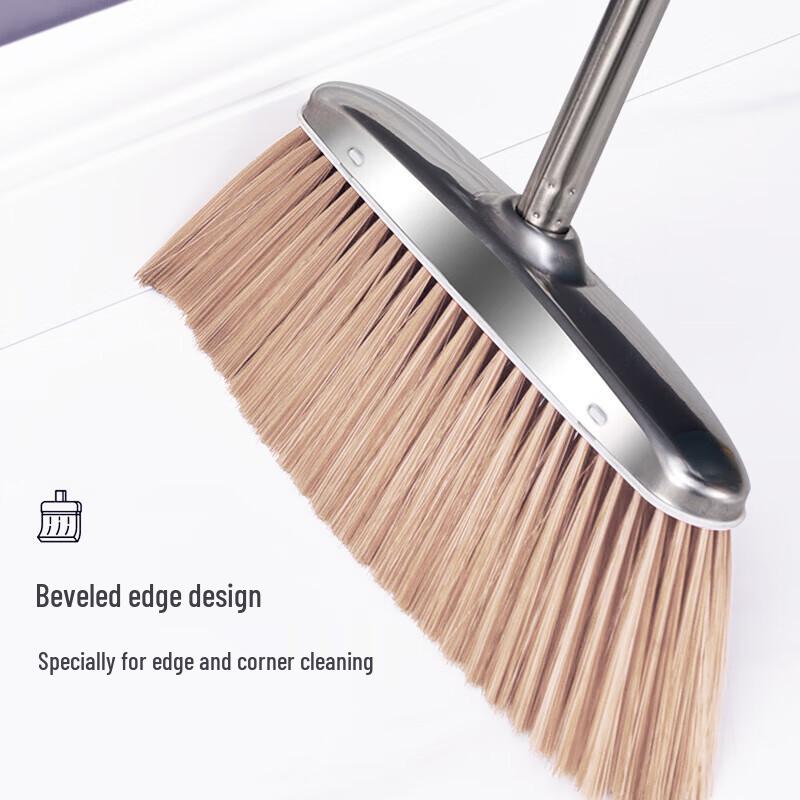 Upgraded Stainless Steel Broom and Dustpan Set with Wear-Resistant, Thickened Handle and Integrated Scooping Bucket