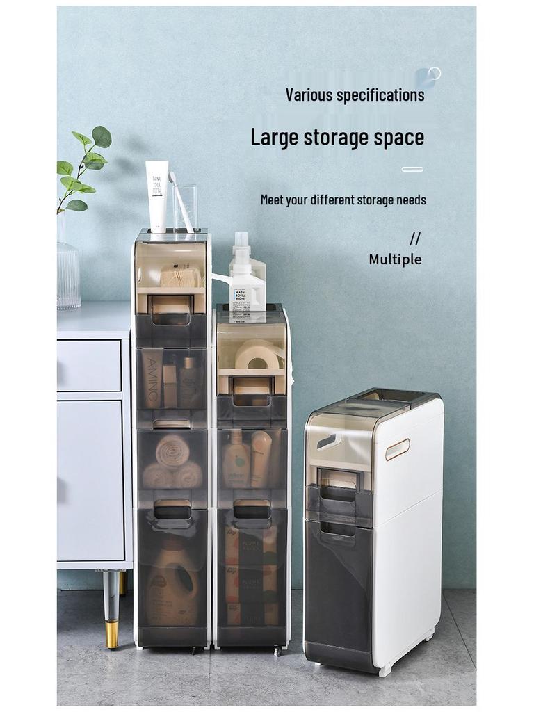 Elegant Bathroom Crevice Storage Rack: Compact Floor-Standing Cabinet