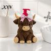 Durable Soap Dispenser Highland Cow Dispenser, Pink Bow Cattle Refillable Hand Bottle Bottle, Plastic Empty Pump for Bathroom, Housewarming