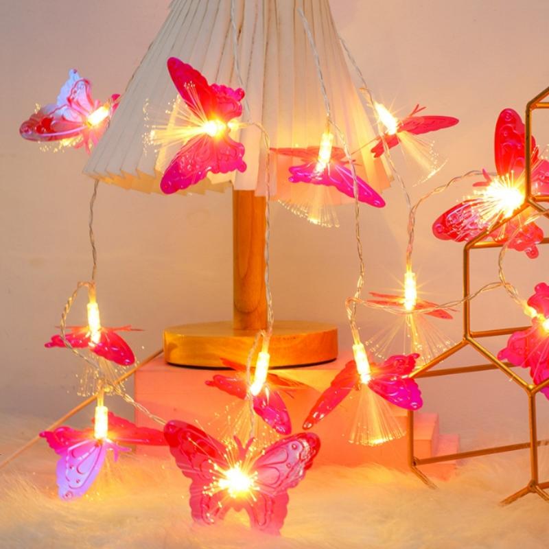 20/40 LEDs Fiber Optic Butterfly Light Flashing String Light Starry Outdoor Halloween Christmas Atmosphere Decoration Light