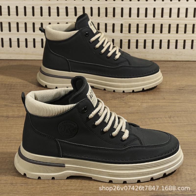 

Ботинки Martin мужские туфли осень 2024 новые дышащие высокие туфли для инструментов модные универсальные спортивные повседневные короткие ботинки на платформе 39 чёрный