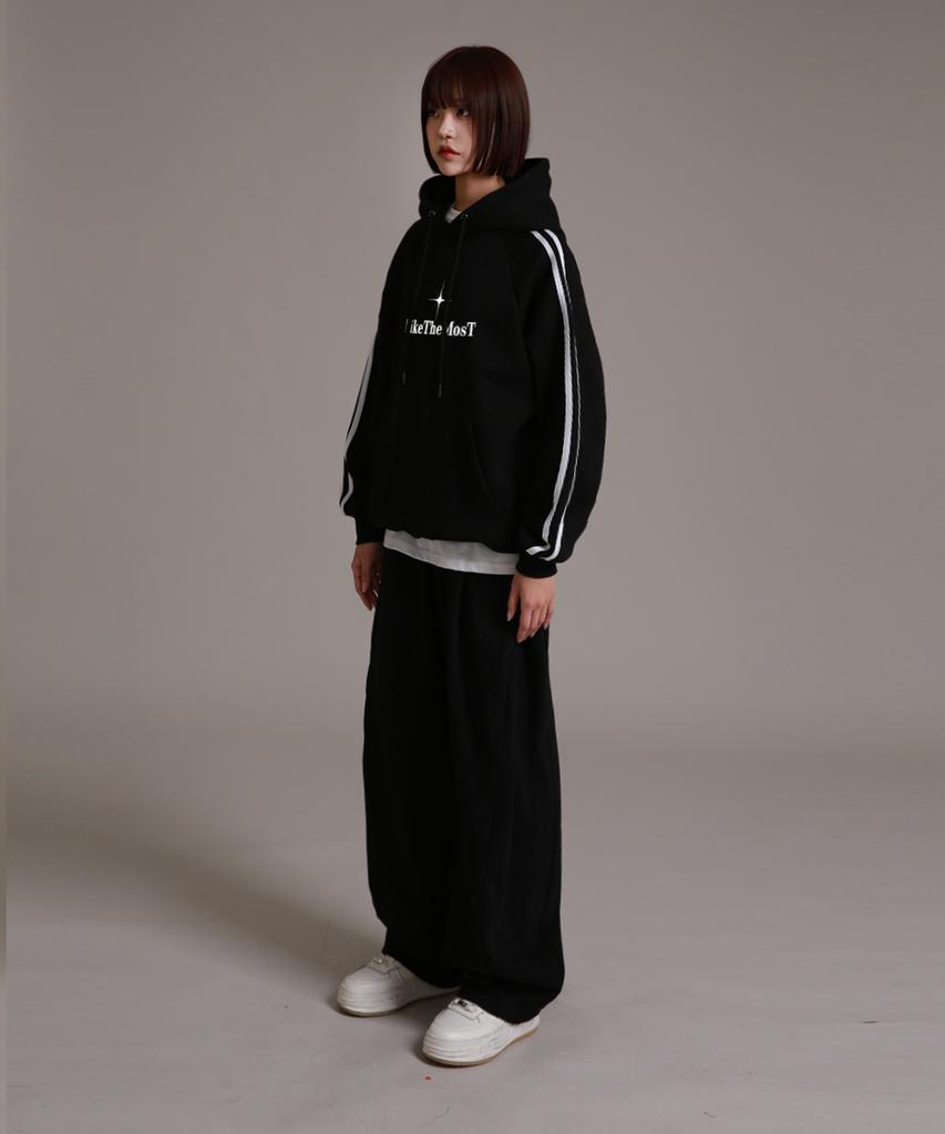 LIKE THE MOST Training Pintuck Side Pintuck Wide Pants Black