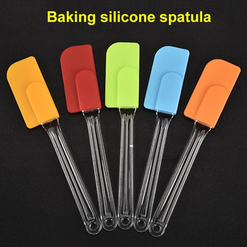 Cake Tools Silicone Cream Spatula Mixing Scraper Heat Resistant Non-stick Spatula With Crystal Transparent Handle