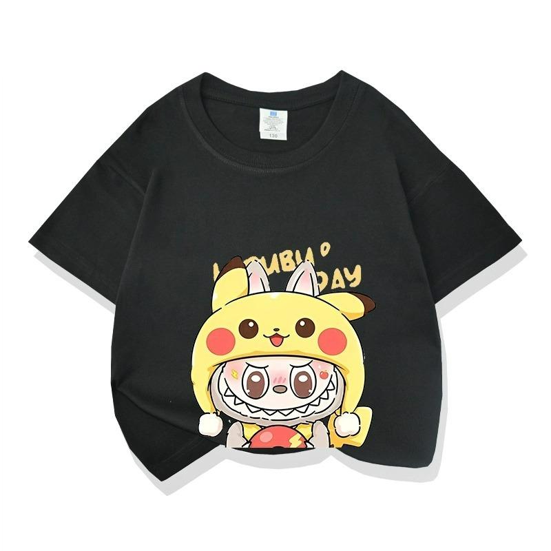 Kreslená grafika Dětské Dospělé Labubu Tištěné Tričko Léto Pánská a Dámská Móda Outdoor Dívka Tričko s Krátkým Rukávem Top Pulovr