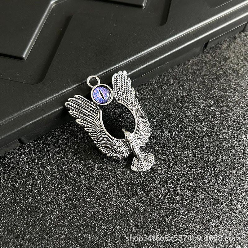 Retro Devil s Eye Pendant: Winged Eagle Stainless Steel Necklace for Men