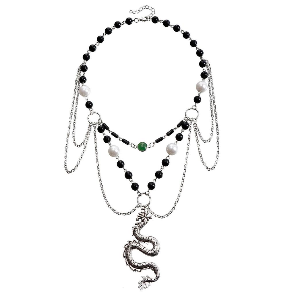 Accessories, Design Double-Layer Beaded Tassel Exaggerated Love Peach Heart Pendant Necklace Female Versatile