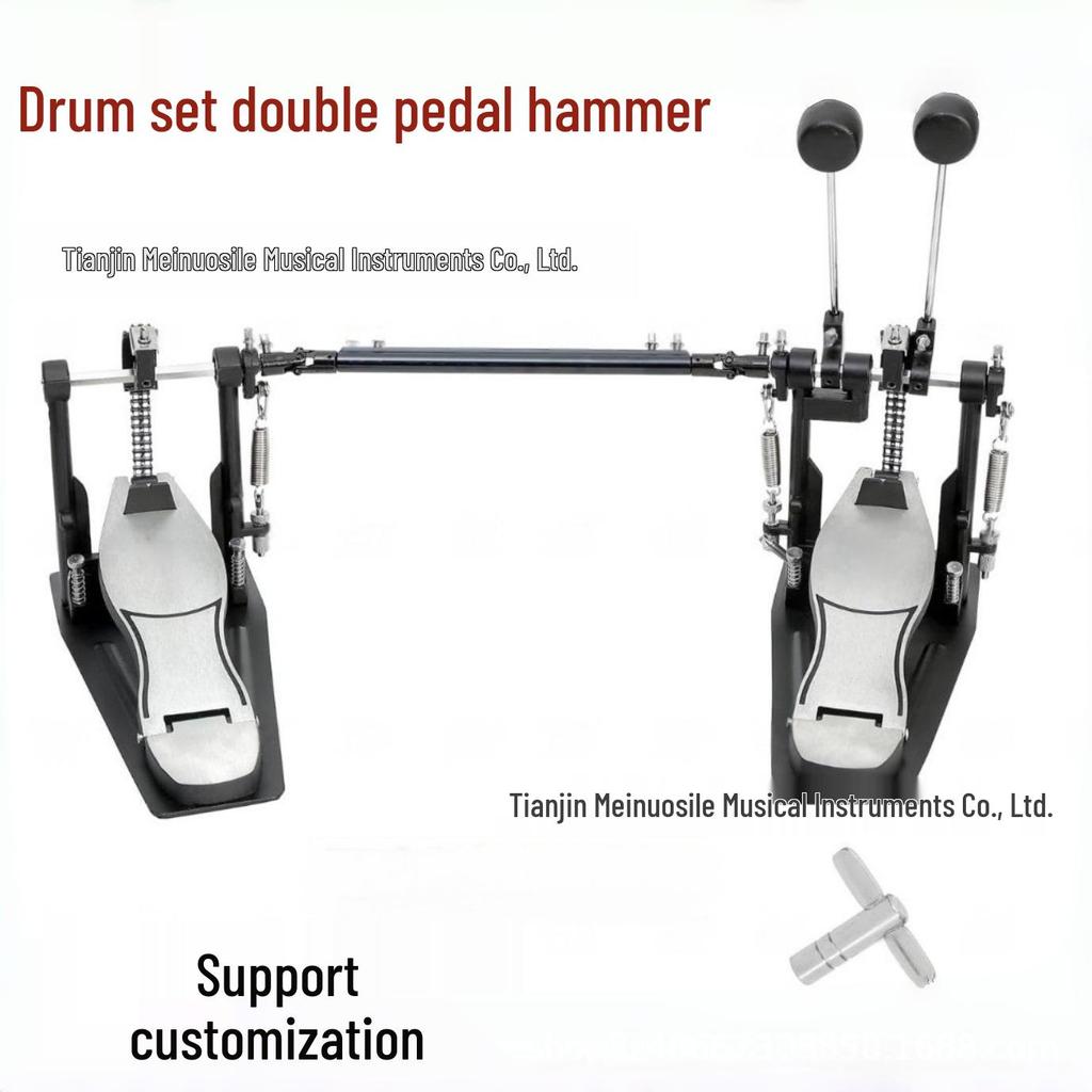 Double Bass Drum Pedal Stand with Practice Pad and Beater for Jazz and Electronic Drums
