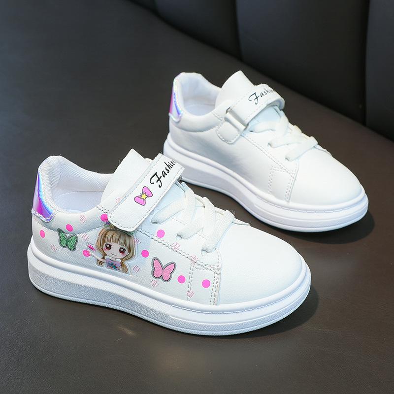 2023 Mädchen Weiße Leder Low-Top Sneaker - Lässig, Frühling & Herbst Koreanischer Stil