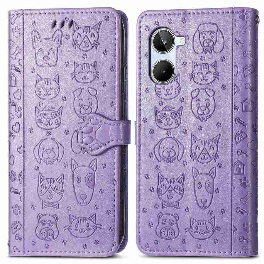 

Leather Flip Protection Case For Realme 14 Pro Plus OPPO A5 Reno 13 13F 5G Reno13 F Cat And Dog Motif Wallet Cover OPPO Reno 13F 5G