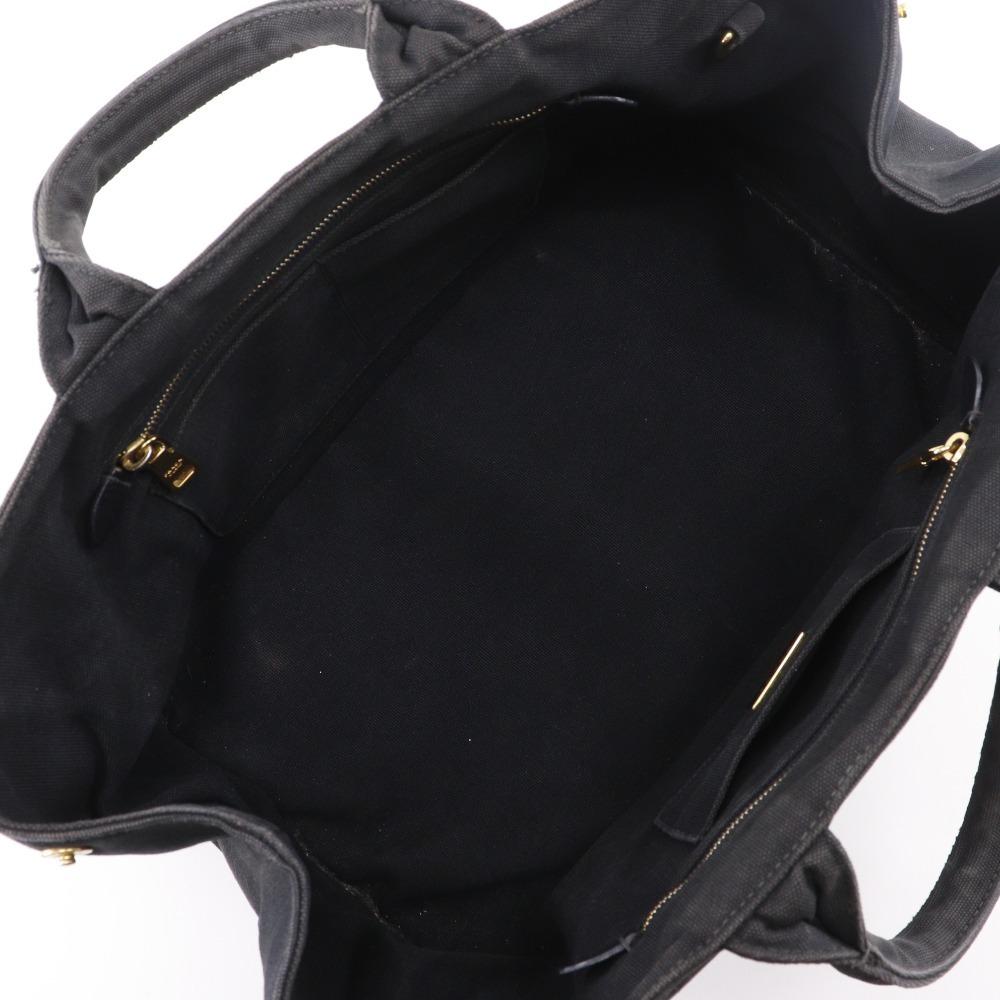Prada Kanapa GM Handbag B1872O Bijou Studs Tote Bag NERO Black Canvas Women Used