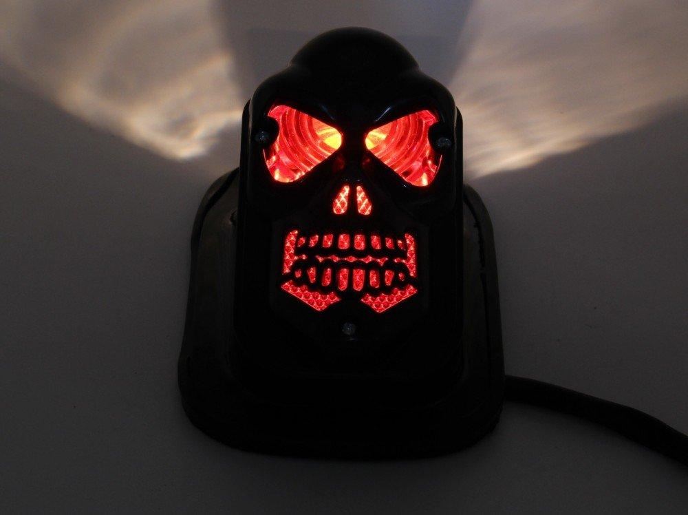 ImP Cool Skull Tail Lamp with Glowing Eyes - Universal Motorcycle Tail Lamp, 12V, Black