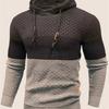 Autumn Winter Men's Jacquard Sweatshirt Long Sleeve Hoodie Color Block Hooded Sweatshirt