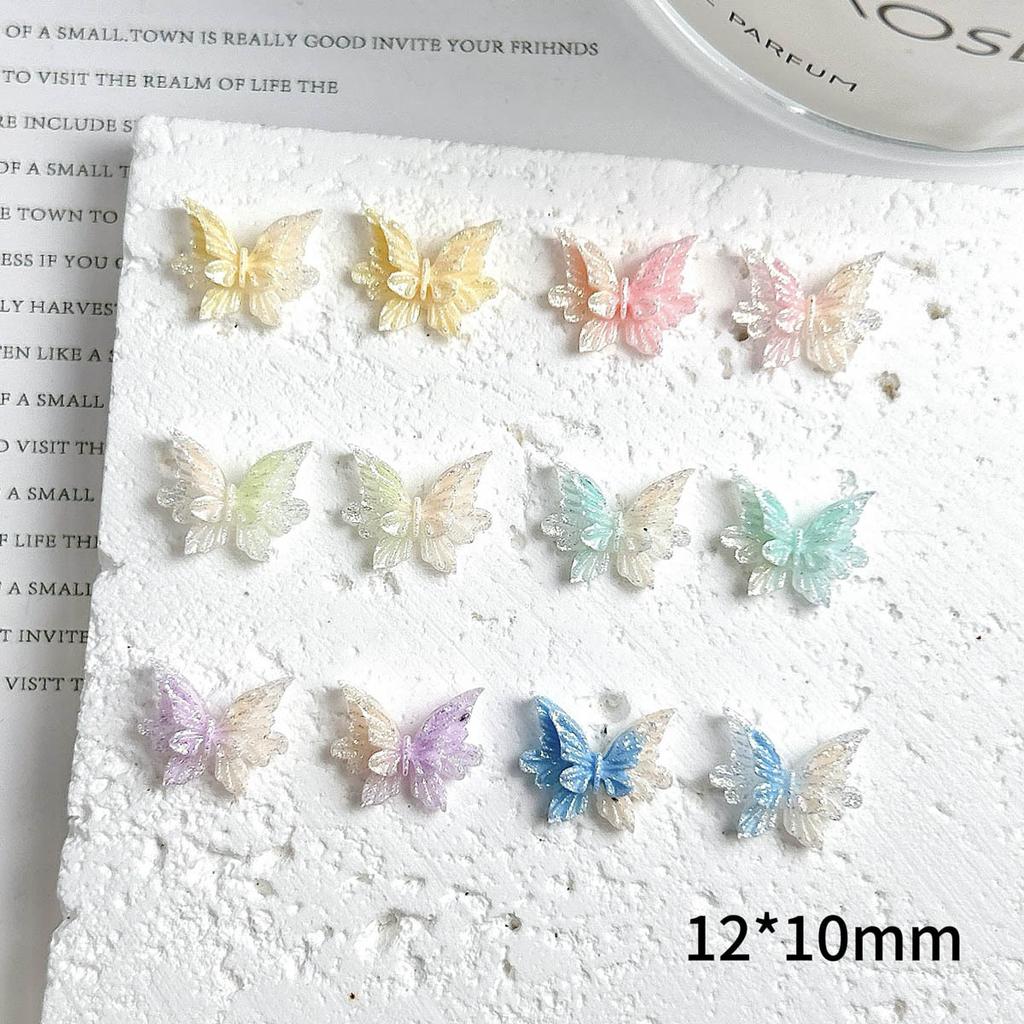 New Resin Luminous 3D Double Layer Embossed Butterfly Nail Art Decorations DIY Handmade Wearable Nail Earrings Accessories Wholesale
