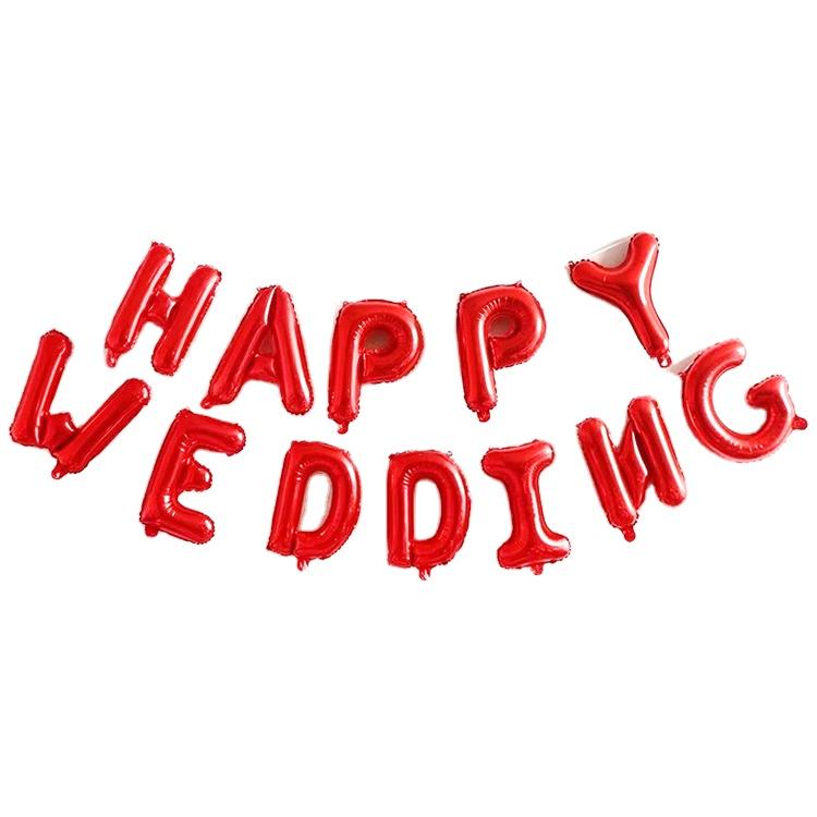 Wedding Party Ceremony Decorations Hanging 16 Inch Red Foil Letter Happy Wedding Balloons красный