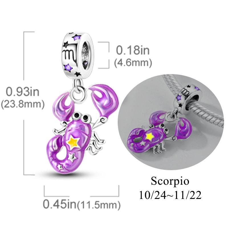 12 Zodiac Signs Fluorescent Twelve Constellations Star Shape Sign Copper Bead Charms Charm Bead Charms Fit Authentic Bracelets Neckalce Charm Pendant