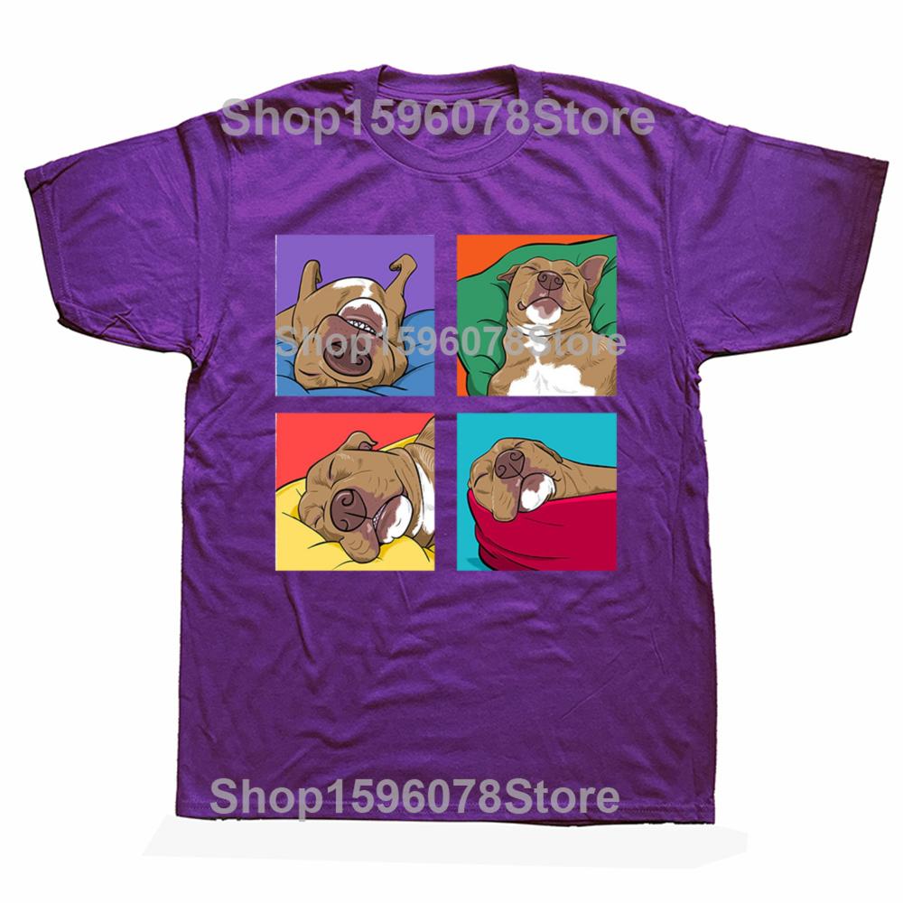 Funny Pitbull Lazy Gift for Dog Love T Shirts Graphic Cotton Streetwear Short Sleeve Birthday Summer Style T-shirt Mens Clothing