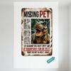 Vintage Missing Green Dinosaur Newspaper Ad Style Metal Tin Sign - Retro Humorous Absurd Pet Poster for Home/Bar/Cafe Man Cave D