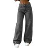 2026 High-Waisted Wide-Leg Straight Cut Distressed Denim Jeans Women Loose Fit Long Trousers
