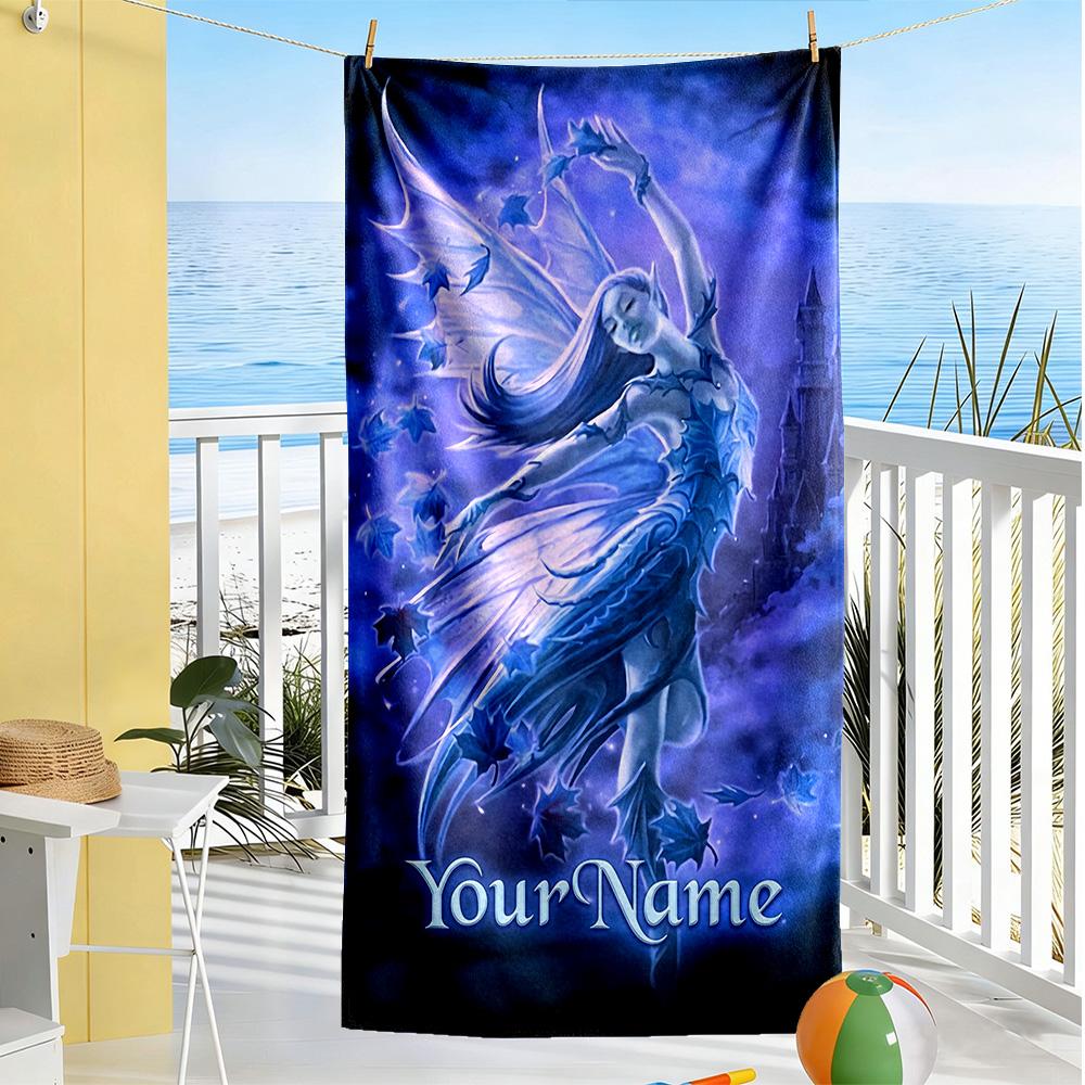 Gothic Illustrations Personalized Name Beach Towel Super Soft Microfiber Quickdry Fabric