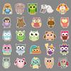 50 Owl Doodle Personalized Cartoon Children's Creative DIY Skateboard Suitcase Stickers Waterproof