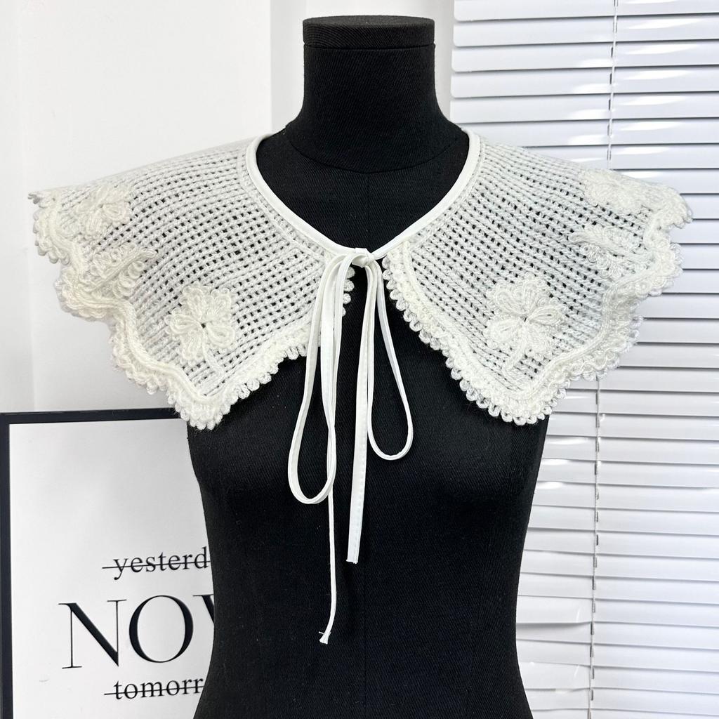 Fur Collar Strap Fake Collar Beaded Hollow Cotton Collar Lace Lace Shawl Decorative Embroidery Fake Collar