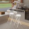 2PCS 25.6 Inch Height Adjustable Folding Bar Stools, Padded Seat, Modern Stool Set for Kitchen, Counter - White, 275lbs Capacity
