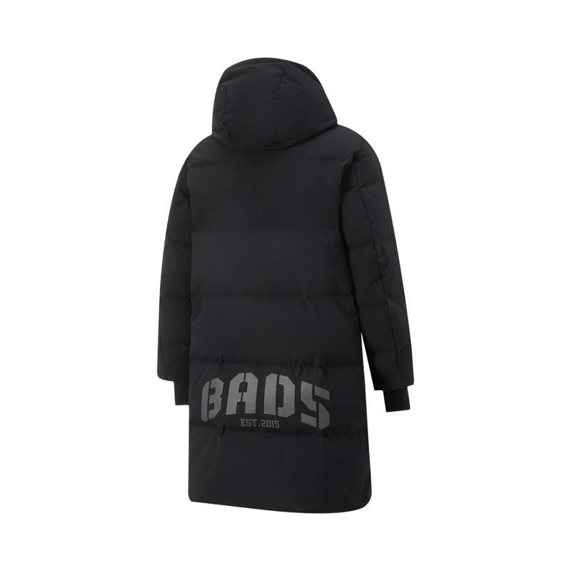 Li-Ning Minimalist Sports Casual Solid Color Hooded Down Jacket Men Outerwear Black AYMU485-2