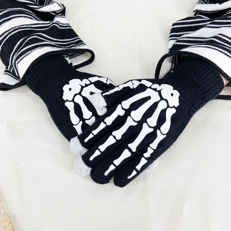 Herren Lustige Totenkopf-Klaue Fingerhandschuhe - Kreative Mode für Herbst und Winter