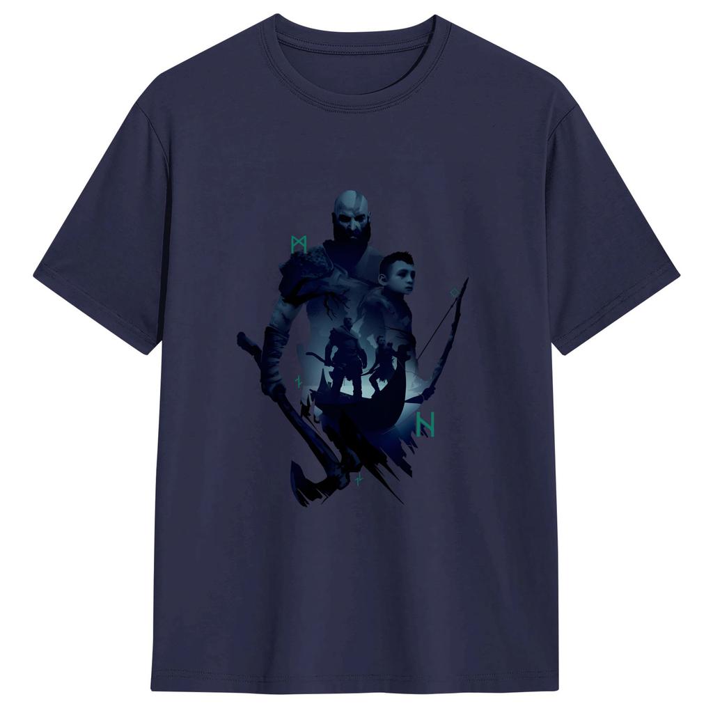 Casual God Of War Kratos Tshirt For Unisex Round Neck Pure Cotton T Shirts Short Sleeve Tees Classic Clothes