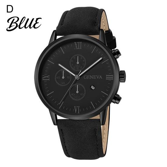Men Wrist Watch Calendar Faux Pointer Display Dial Precise Quartz Round Shockproof Scratch-resistant Leather Strap