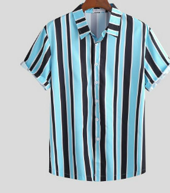Camicia Casual da Uomo a Maniche Corte a Righe Primavera 2025